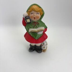 Vintage JASCO Christmas Caroler Porcelain Figurine Potpourri Holder 5"